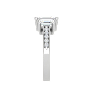 1.00cts. Emerald Cut Solitaire Diamond Accents Platinum Ring JL PT R3 EM 134   Jewelove.US