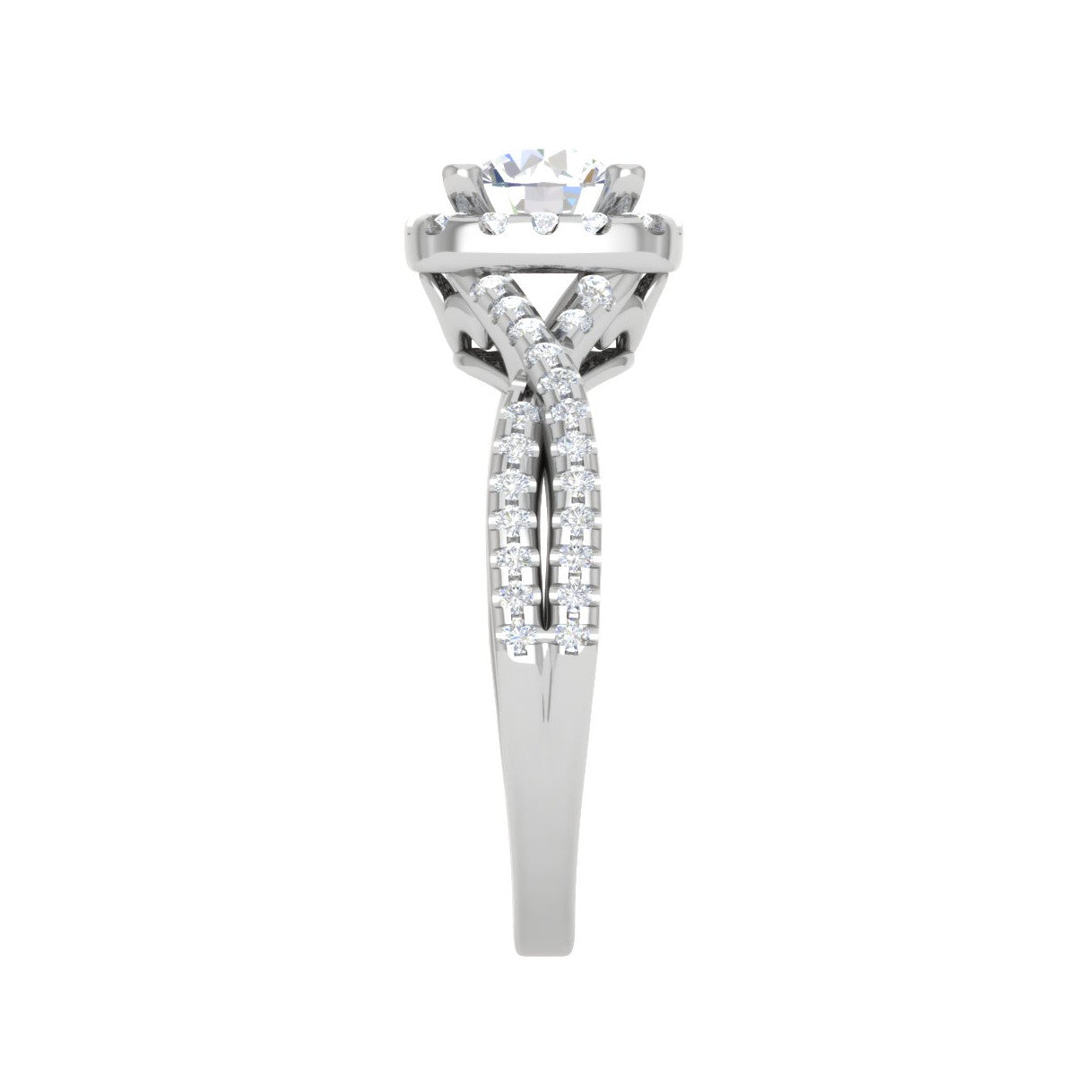 0.50cts Diamond Halo Diamond Twisted Shank Solitaire Platinum Ring JL PT JRW078318   Jewelove.US