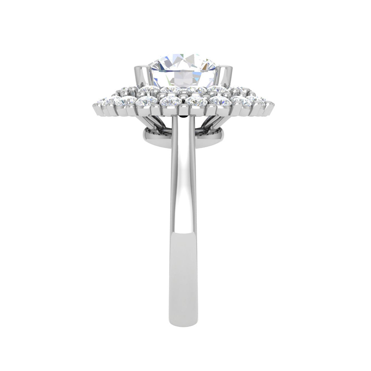 0.50 cts Solitaire Double Halo Diamond Platinum Ring JL PT REHS1487   Jewelove.US