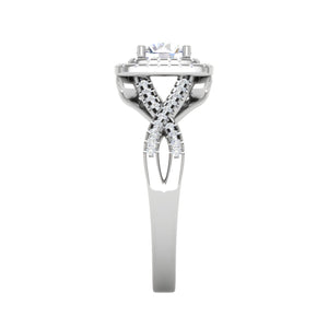 0.50 cts Solitaire Square Halo Diamond with Twisted Shank Platinum Ring JL PT RH RD 274   Jewelove.US