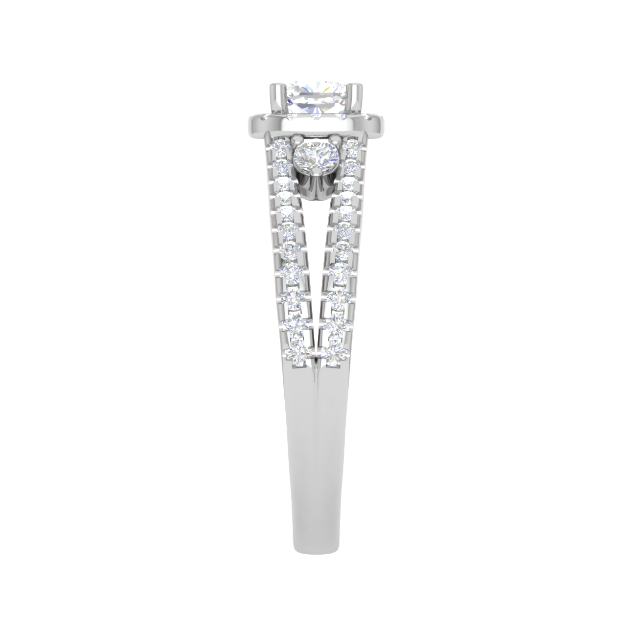 0.50cts Cushion Cut Solitaire Halo Diamond Split Shank Platinum Ring JL PT R3 RD 174   Jewelove.US