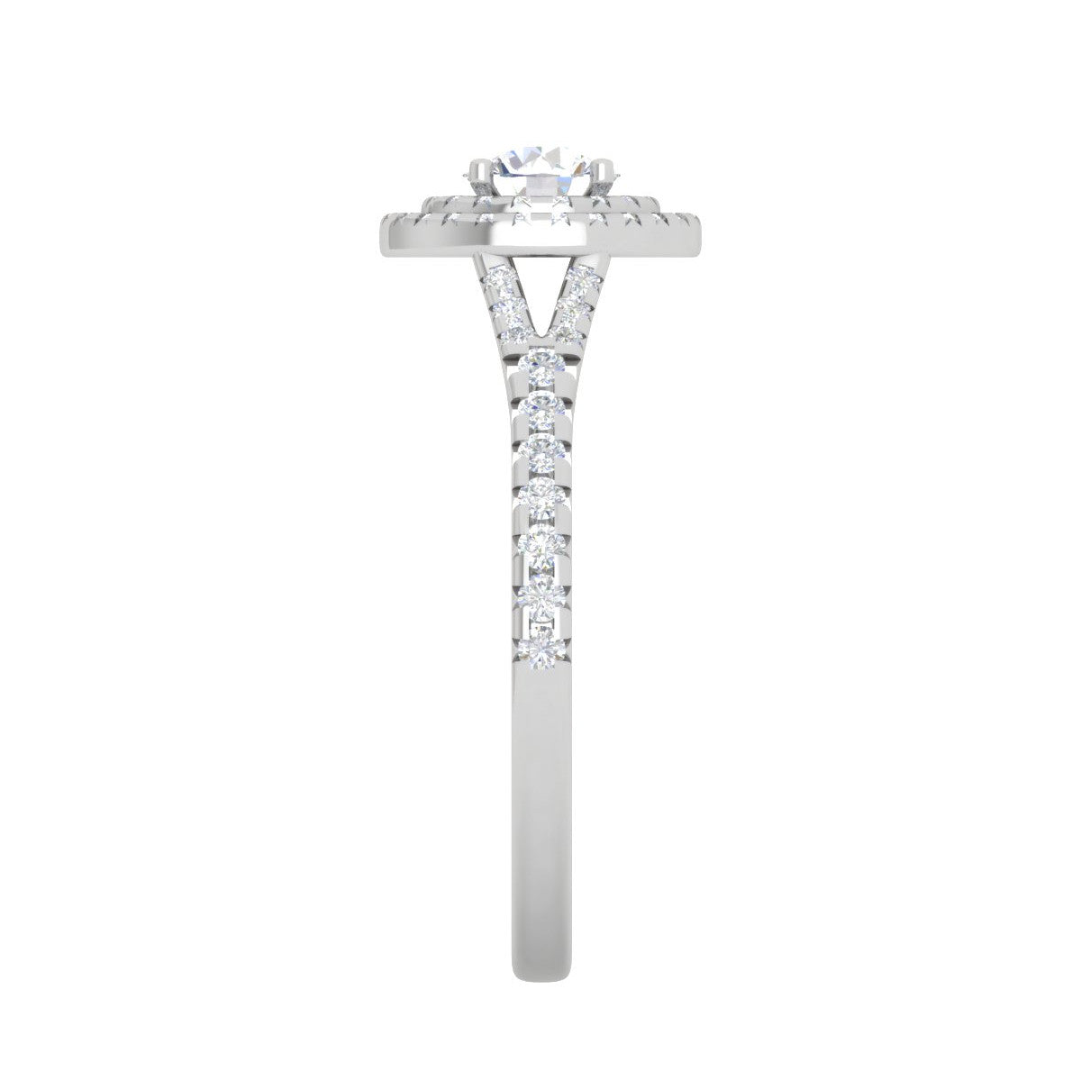 0.50 cts Solitaire Double Halo Diamond Shank Platinum Ring JL PT RH RD 271   Jewelove.US