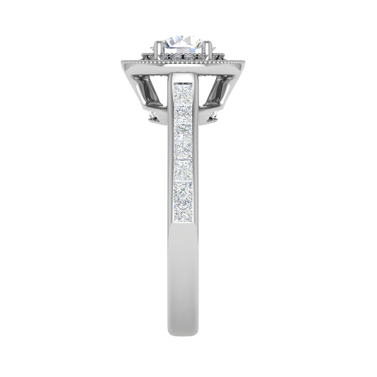 0.70 cts Solitaire Halo Diamond Shank Platinum Ring JL PT RH RD 149   Jewelove.US