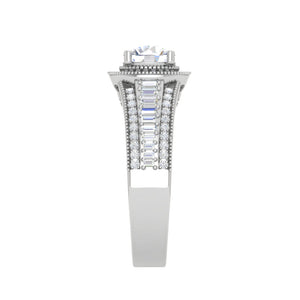 0.50 cts. Solitaire Halo Diamond Split Shank Platinum Ring JL PT WB6013E   Jewelove.US