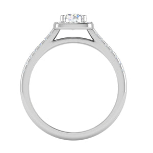 0.50 cts Solitaire Square Halo Diamond Shank Platinum Ring JL PT RH RD 176   Jewelove.US