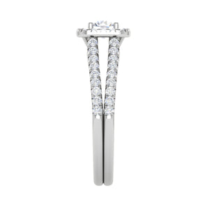 0.50 cts Solitaire Square Halo Diamond Split Shank Platinum Ring JL PT RH RD 218   Jewelove.US