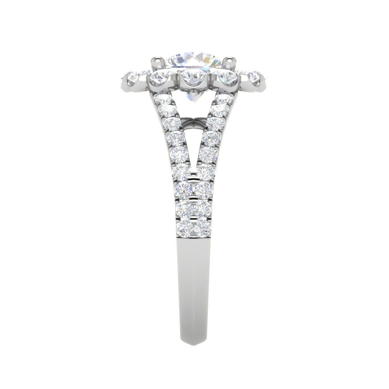 0.50cts Solitaire Halo Diamond Split Shank Platinum Ring JL PT WB5798E   Jewelove.US