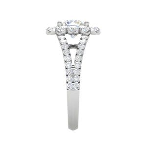 0.50cts Solitaire Halo Diamond Split Shank Platinum Ring JL PT WB5798E   Jewelove.US