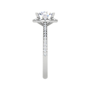 0.70cts Solitaire Halo Diamond Shank Platinum Ring JL PT REHS1480   Jewelove.US