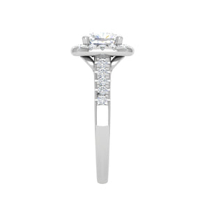 0.50cts Cushion Solitaire Platinum Halo Diamond Shank Ring JL PT REHS1561   Jewelove.US