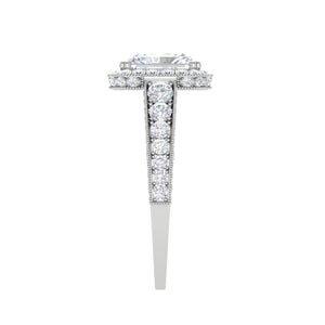 0.70cts. Emerald Cut Solitaire Halo Diamond Shank Platinum Ring JL PT WB5903E   Jewelove.US