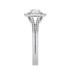 0.50 cts Solitaire Double Square Halo Diamond Split Shank Platinum Ring JL PT RH RD 266   Jewelove.US