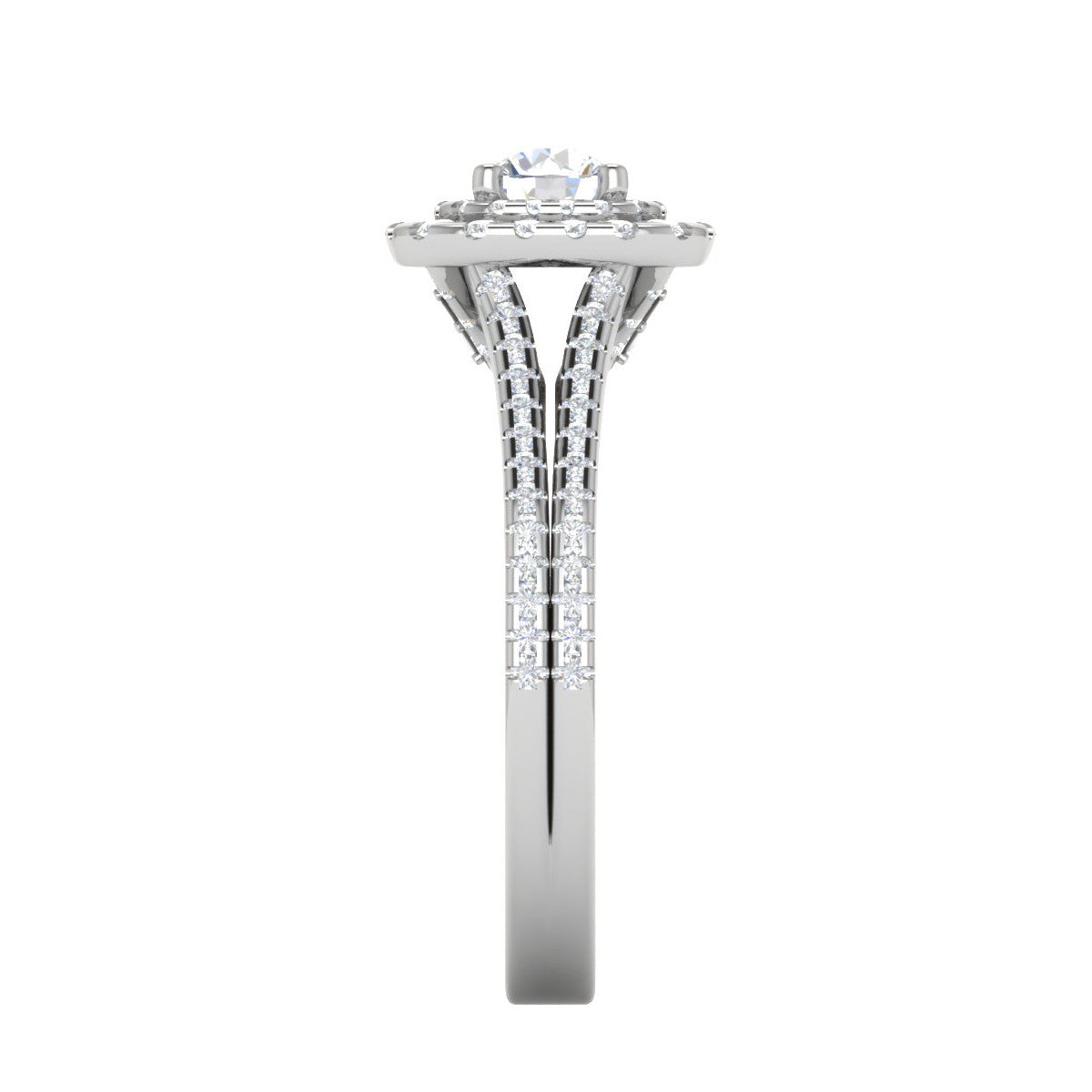 0.50 cts Solitaire Square Double Halo Diamond Split Shank Platinum Ring JL PT RH RD 263   Jewelove.US