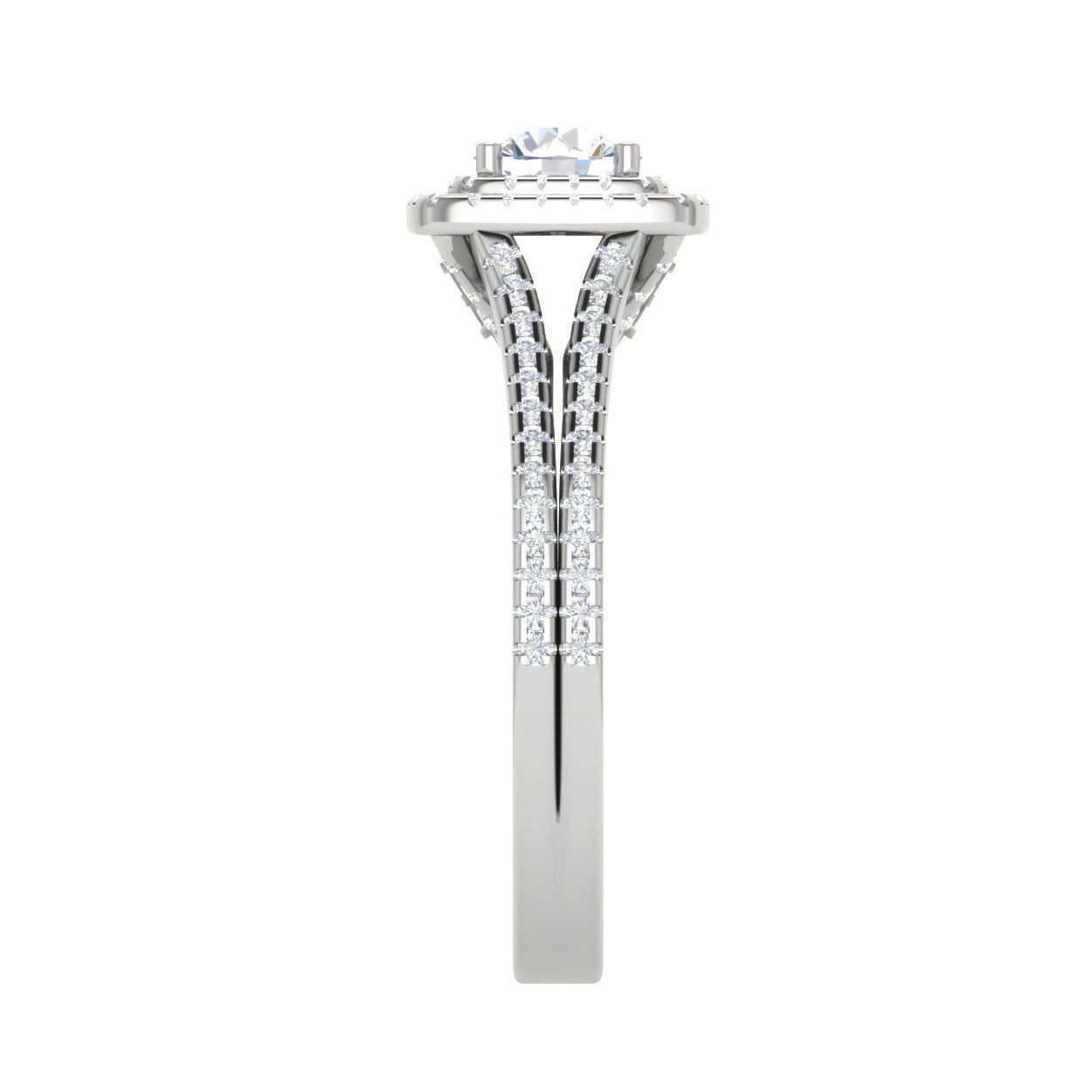 0.50 cts Solitaire Double Square Halo Diamond Split Shank Platinum Ring JL PT RH RD 268   Jewelove.US