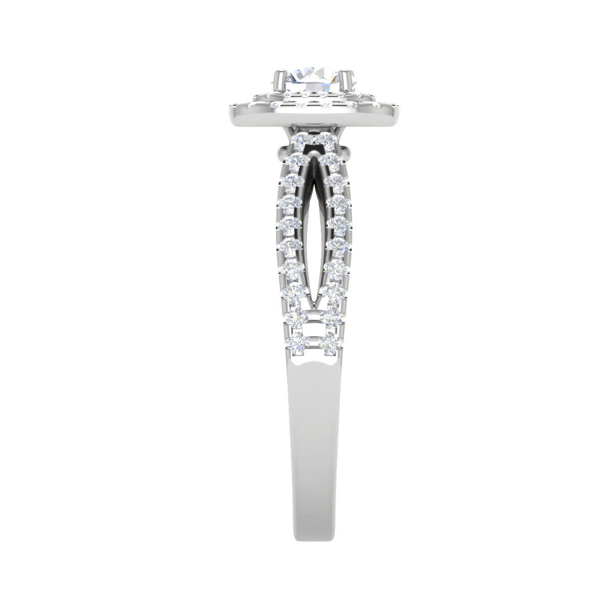 0.50 cts Solitaire Square Double Halo Diamond Split Shank Platinum Ring JL PT RH RD 281   Jewelove.US