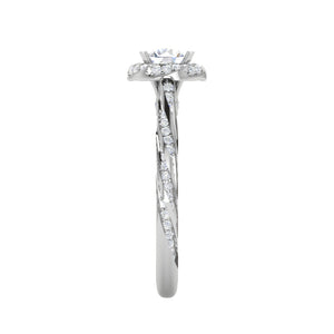 Designer 0.50 cts Solitaire Halo Diamond with Shank Platinum Ring JL PT RH RD 277   Jewelove.US