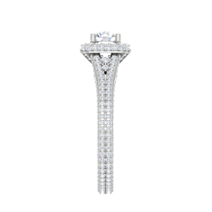 0.50 cts Square Double Halo Solitaire Split Shank Diamond Platinum Ring JL PT RP RD 195   Jewelove.US