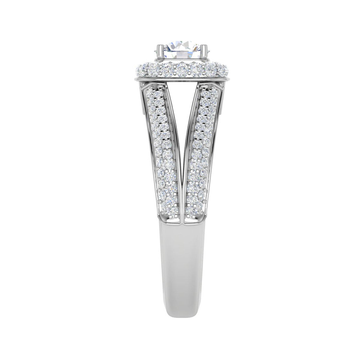 0.50 cts Solitaire Square Double Halo Diamond Split Shank Platinum Ring JL PT RH RD 194   Jewelove.US