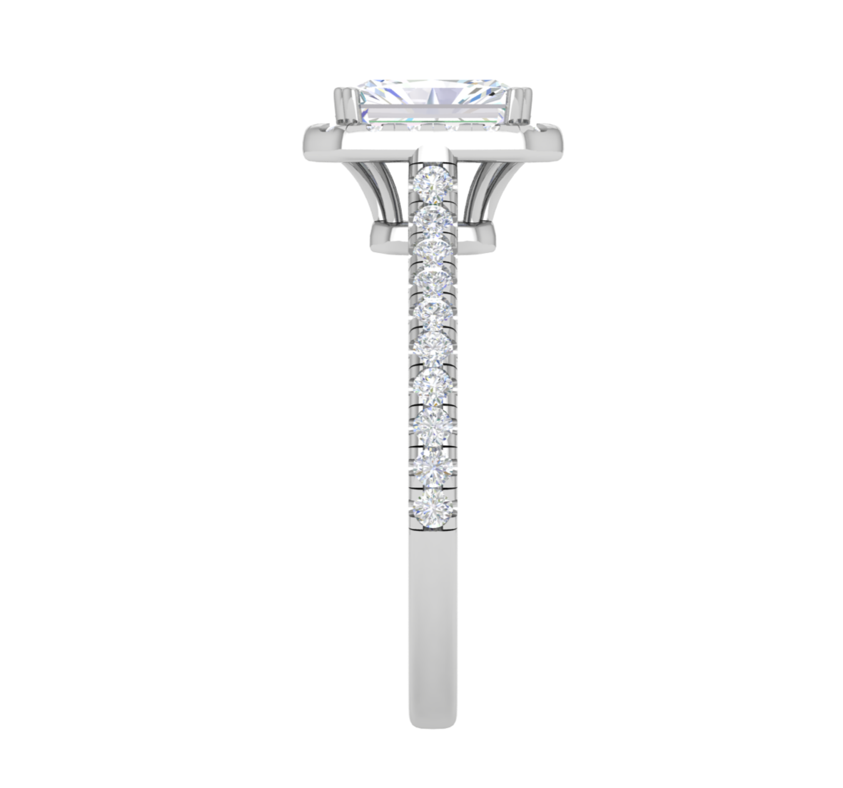 0.70 cts Emerald Cut Solitaire Halo Diamond Shank Platinum Ring JL PT RH RAD 136   Jewelove.US