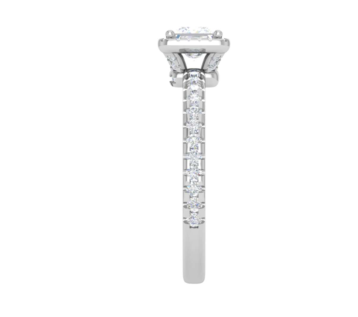 0.50 cts Princess Cut Solitaire Square Halo Diamond Shank Platinum Ring JL PT RH PR 245   Jewelove.US