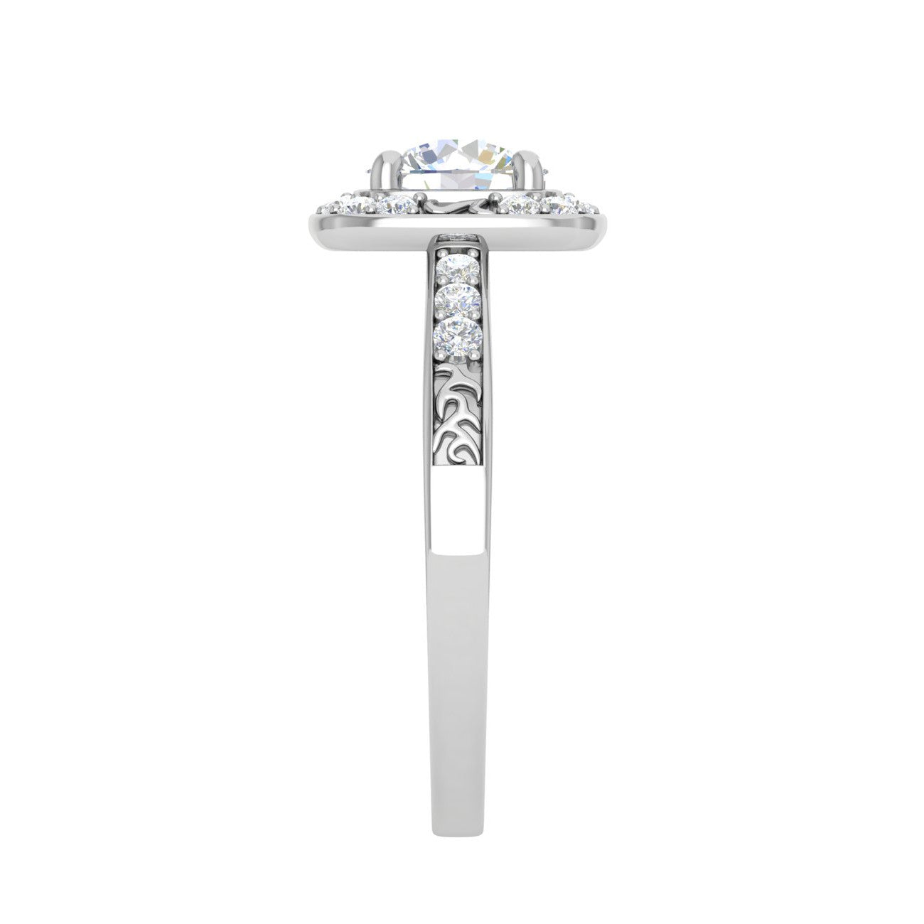 0.50cts Halo Solitaire Halo Diamond Shank Platinum Ring JL PT WB5817E   Jewelove.US