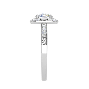 0.50cts Halo Solitaire Halo Diamond Shank Platinum Ring JL PT WB5817E   Jewelove.US