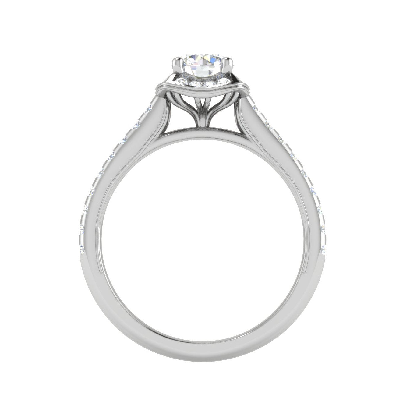 0.50 cts Solitaire Square Halo Diamond Split Platinum Ring JL PT RH RD 180   Jewelove.US