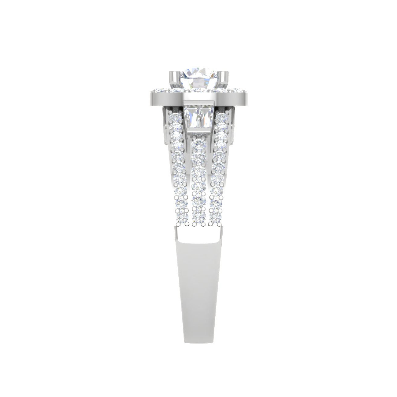 0.50 cts Solitaire Halo Diamond Split Shank Platinum Ring JL PT JRW08021T   Jewelove.US