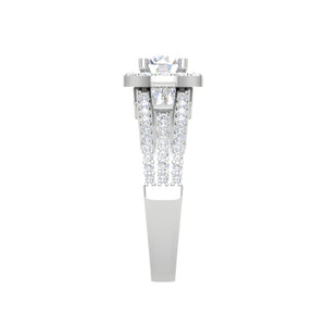 0.50 cts Solitaire Halo Diamond Split Shank Platinum Ring JL PT JRW08021T   Jewelove.US