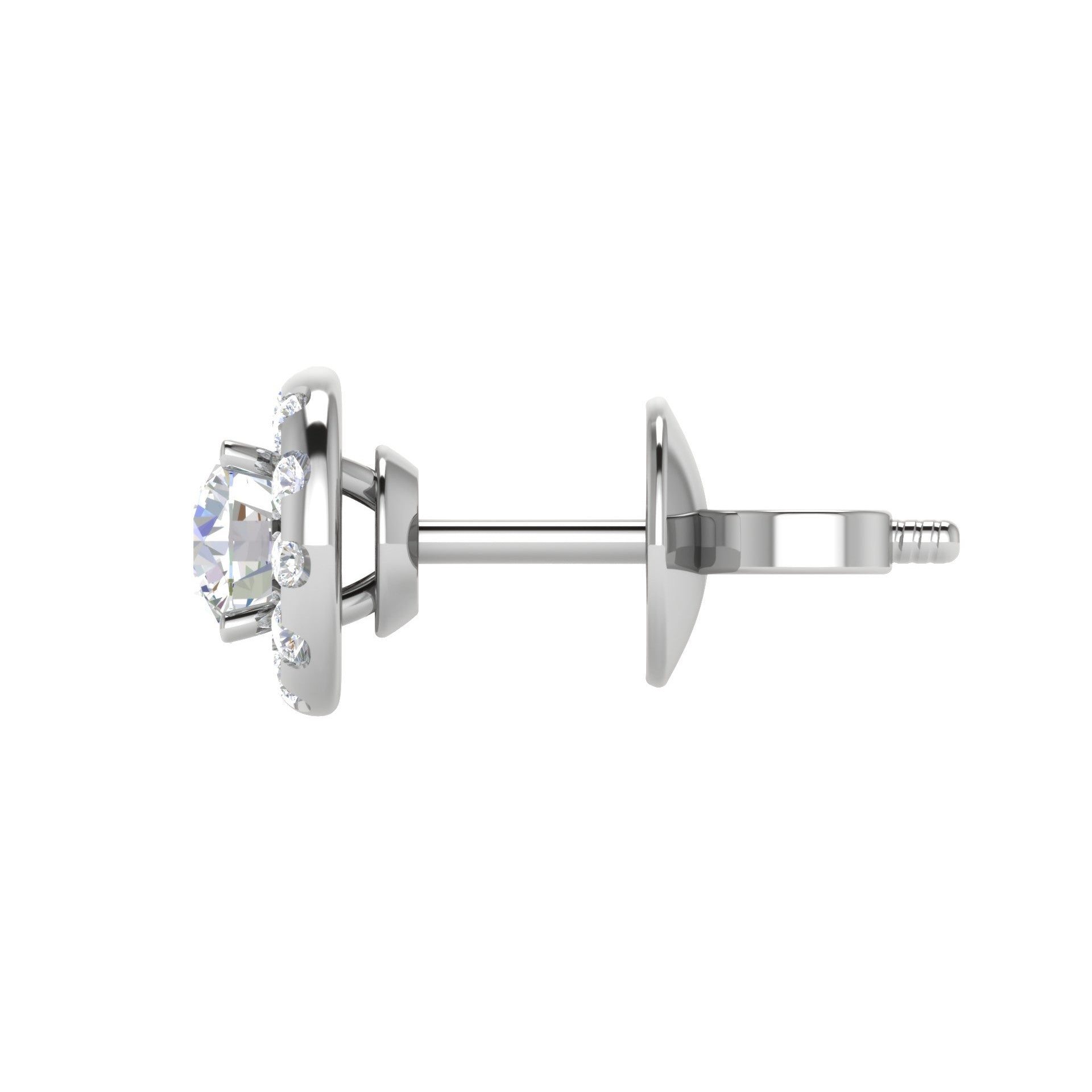 Platinum Solitaire Halo Earrings JL PT E EF10871   Jewelove.US