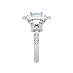 0.50cts Emerald Cut Solitaire Double Halo Diamond Shank Platinum Ring JL PT JRW2822MM   Jewelove.US