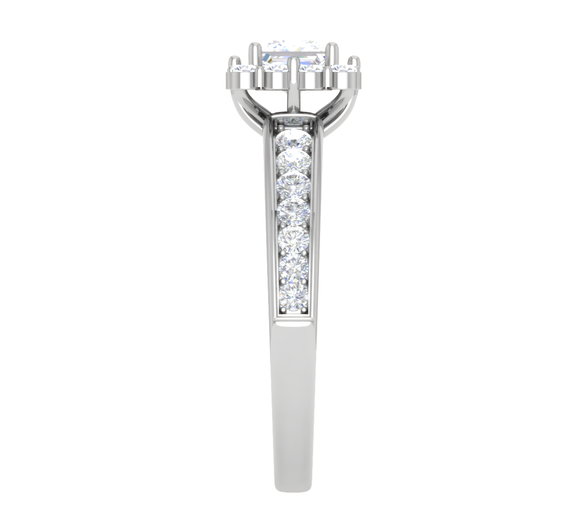 0.50 cts Princess Cut Solitaire Halo Diamond Shank Platinum Ring JL PT RH PR 293   Jewelove.US