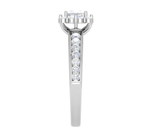 0.50 cts Princess Cut Solitaire Halo Diamond Shank Platinum Ring JL PT RH PR 293   Jewelove.US