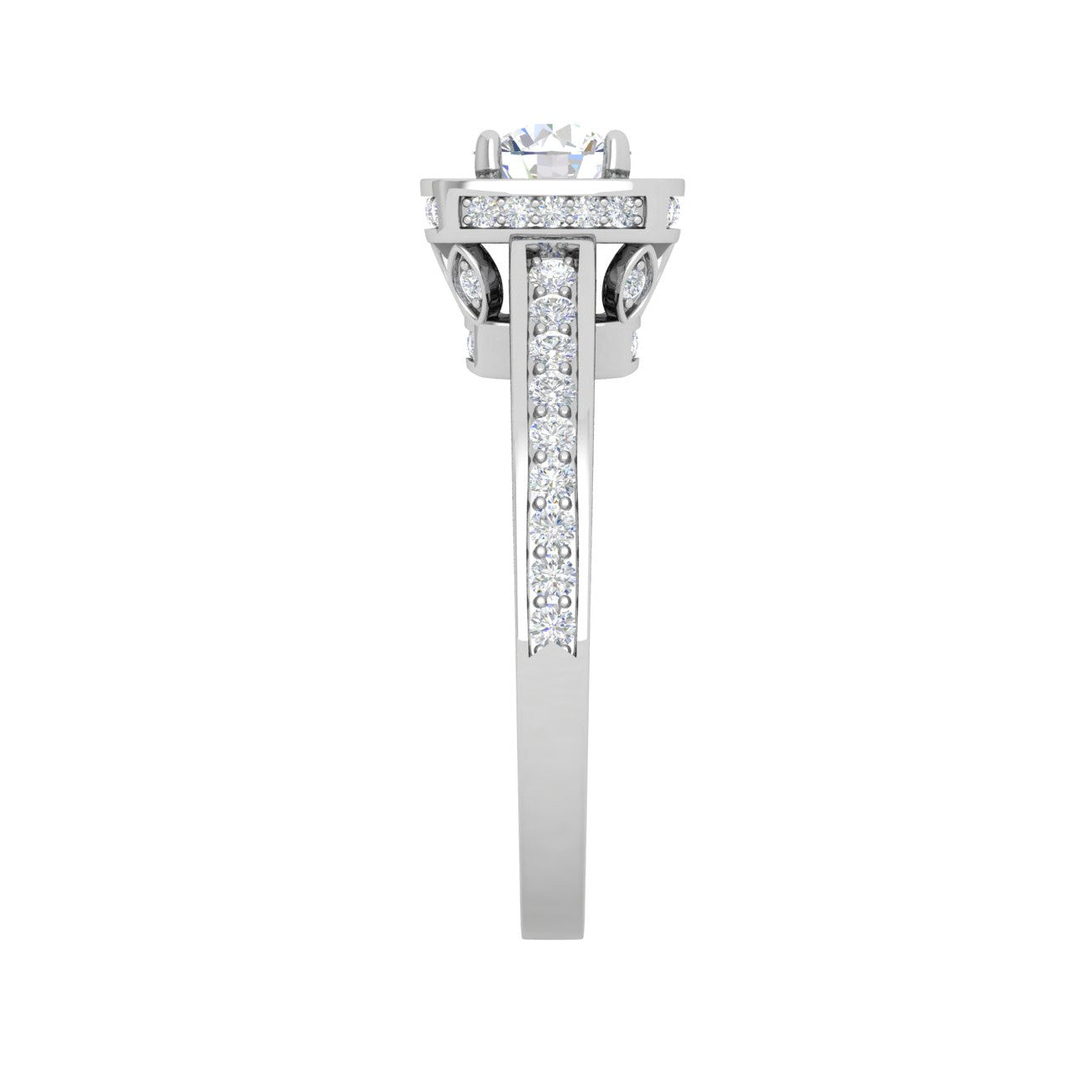 0.50 cts Solitaire Square halo Diamond Split Shank Platinum Ring JL PT RH RD 177   Jewelove.US