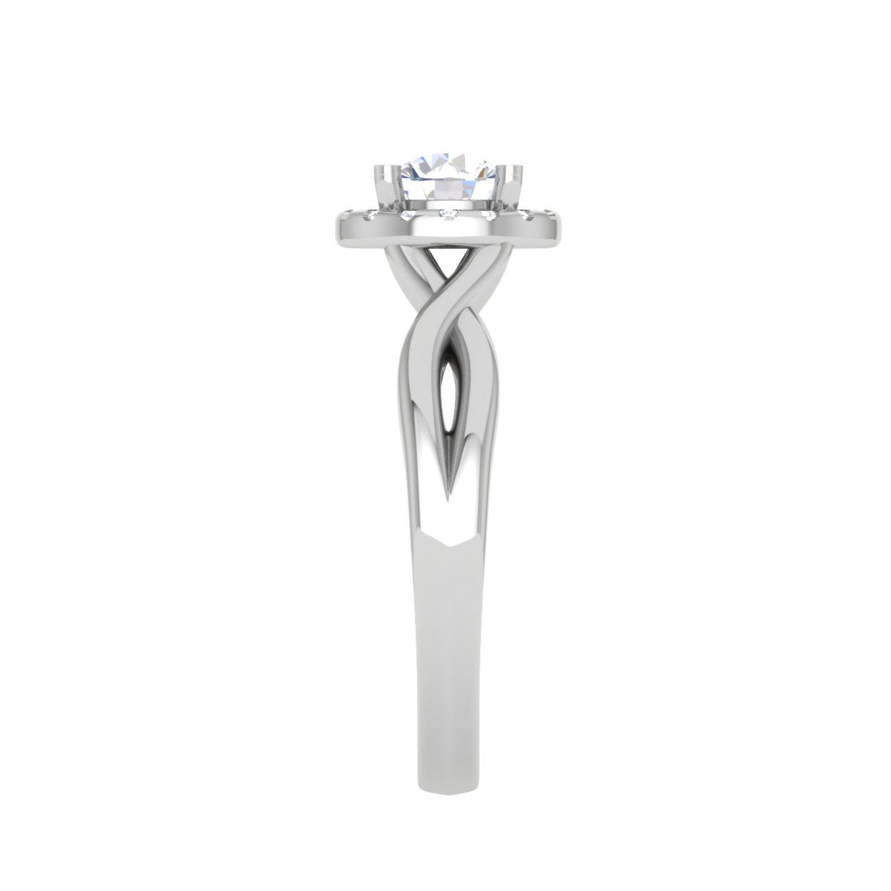 0.50 cts Solitaire Halo Diamond Shank Platinum Ring JL PT JRW2596MM   Jewelove.US