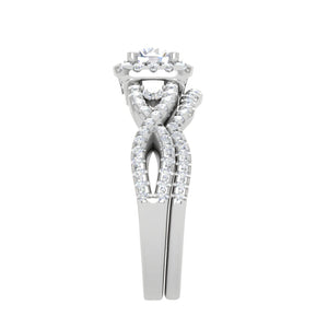 0.50cts Solitaire Halo Diamond Twisted Shank Platinum Ring JL PT RV RD 163   Jewelove