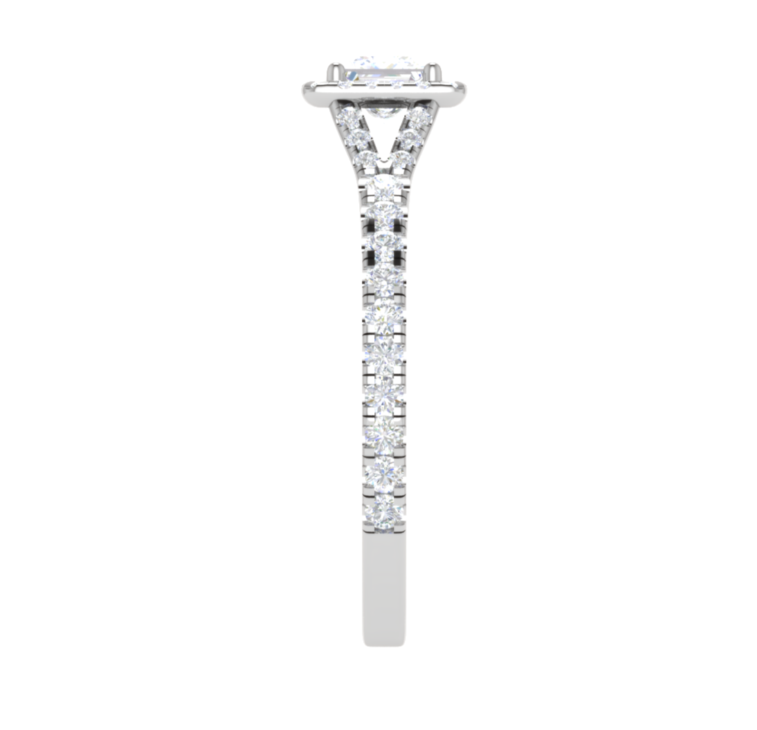 0.50 cts Princess Cut Solitaire Square Halo Shank Platinum Ring JL PT RH PR 195   Jewelove.US