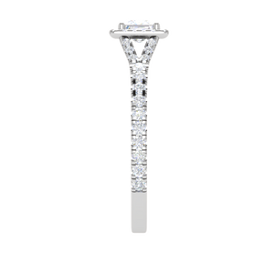 0.50 cts Princess Cut Solitaire Square Halo Shank Platinum Ring JL PT RH PR 195   Jewelove.US