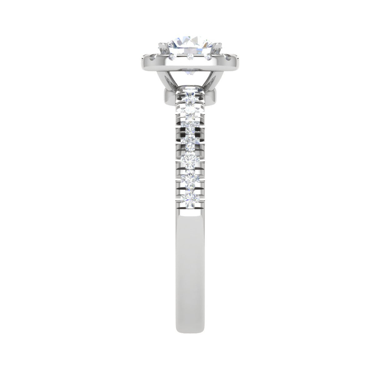 0.50 cts. Single Halo Solitaire Diamond Shank Platinum Ring JL PT RH RD 199   Jewelove.US