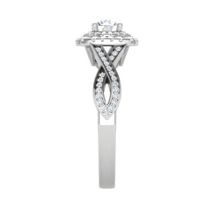 0.50 cts Solitaire Double Halo Diamond Twisted Shank Platinum Ring JL PT RP RD 204   Jewelove.US