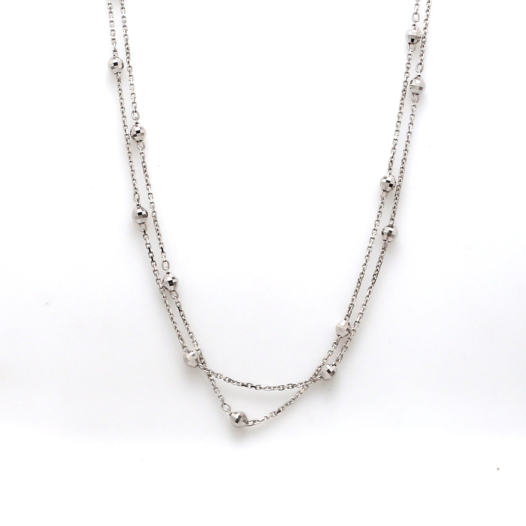 Japanese 2 Line Platinum Chain with Diamond Cut Balls JL PT CH 852-A   Jewelove.US