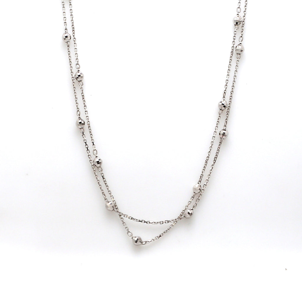 Japanese 2 Line Platinum Chain with Diamond Cut Balls JL PT CH 852-A   Jewelove.US