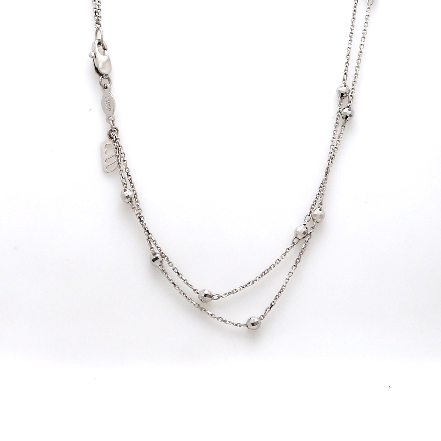 Japanese 2 Line Platinum Chain with Diamond Cut Balls JL PT CH 852-A   Jewelove.US