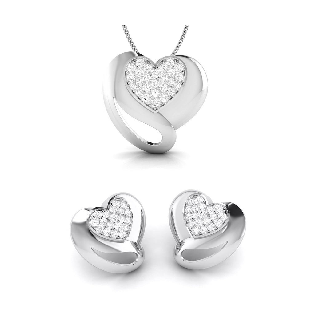 Platinum Diamond Heart Pendant Set JL PT P BT 38-B  Pendant-Set Jewelove.US