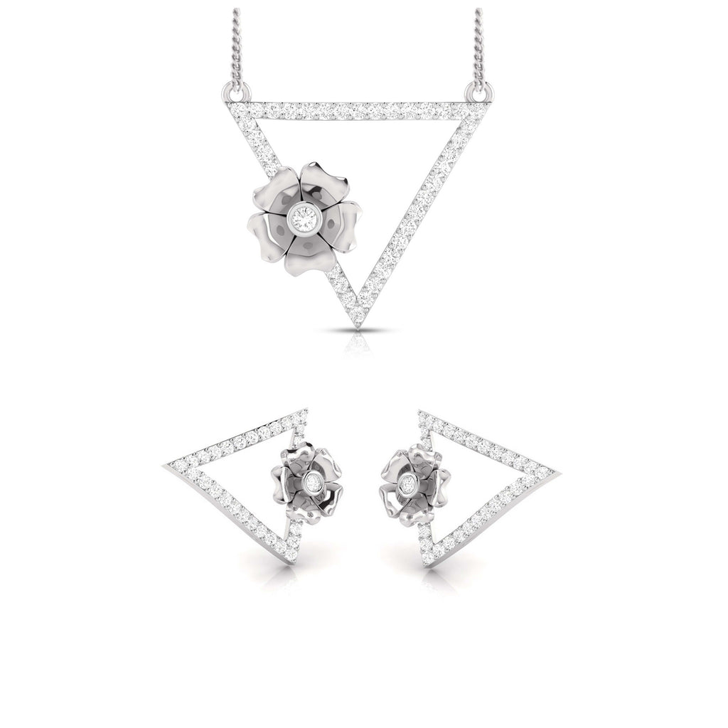 Platinum Diamond Triangle Pendant Set JL PT P BT 39-E  Pendant-Set Jewelove.US