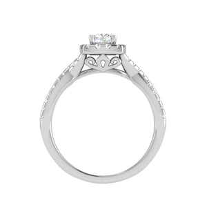 0.30 cts. Cushion Solitaire Halo Twisted Shank Platinum Ring JL PT JRW1547MM   Jewelove.US