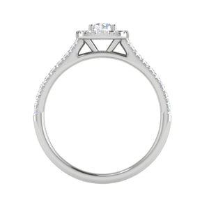 0.50 cts Solitaire Square Halo Diamond Split Shank Platinum Ring JL PT RH RD 218   Jewelove.US