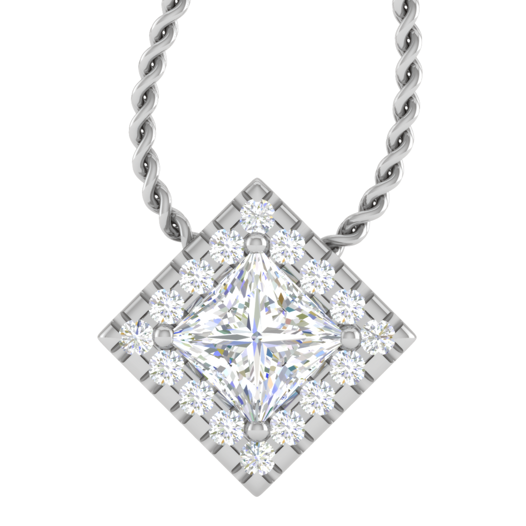 0.70 cts. Platinum Princess Cut Solitaire Pendant for Women JL PT P PF PR 112  Default-Title Jewelove.US