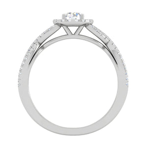 0.50 cts Solitaire Halo Diamond Twisted Shank Platinum Ring JL PT RH RD 223   Jewelove.US