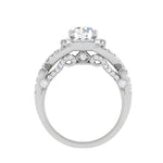 Load image into Gallery viewer, 0.50cts Solitaire Halo Diamond Twisted Shank Platinum Ring JL PT EN7465WG   Jewelove.US
